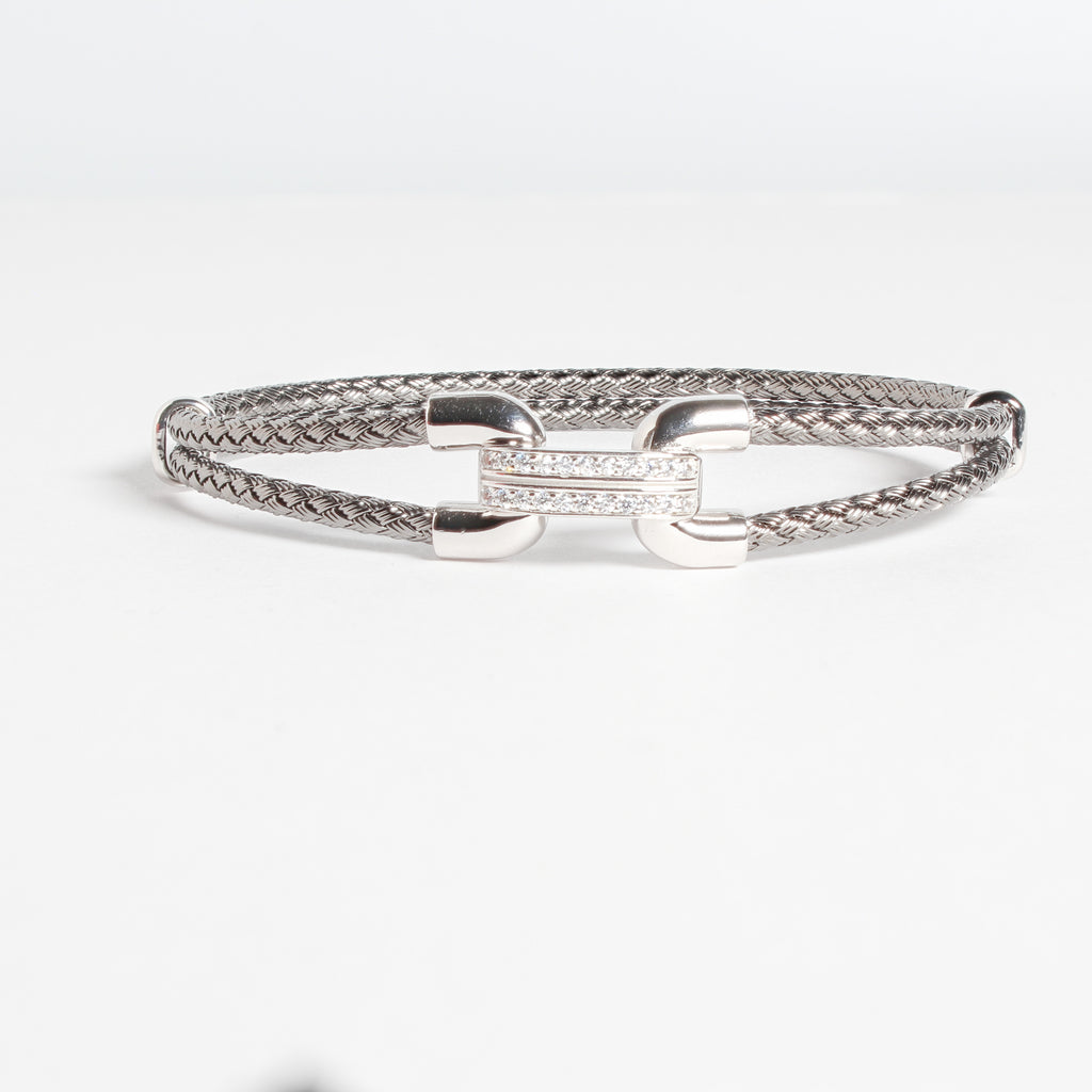 Anna Bella Collection | Double Band Hook Bracelet with CZ’s