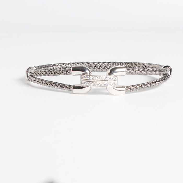 Anna Bella Collection | Double Band Hook Bracelet with CZ’s
