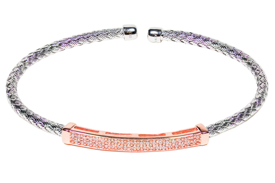 Anna Bella Collection | 3mm Flat Bar CZ Bracelet Rose Gold