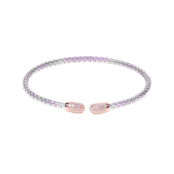 Anna Bella Collection | 3mm Pavé End Cap Bracelet Rose Gold