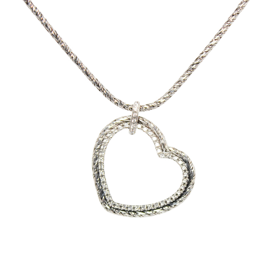 Oxidized Vittoria heart necklace with cubic zirconia detail