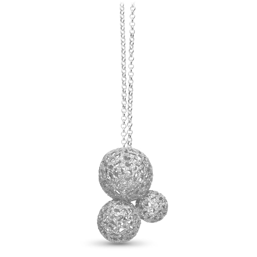 Briella Collection | Stardust 3-Sphere Platinum Rhodium Sterling Silver Necklace