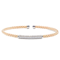 Anna Bella woven mesh bracelet in 18k yellow gold and platinum rhodium with cubic zirconia (CZ) stones